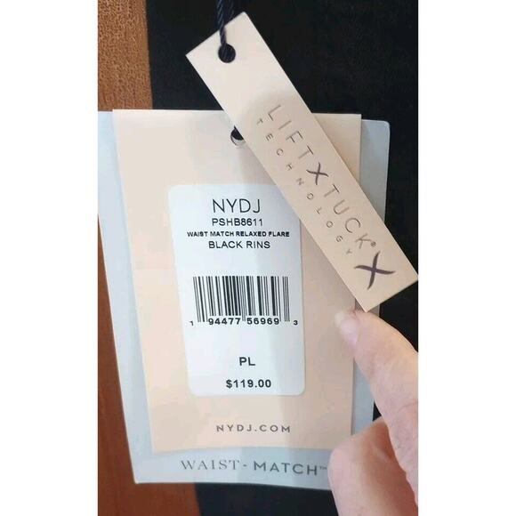 NYDJ Waist Match Relaxed Flare Jeans New Sz PL 14-16 36x26 Black Stretch $119 - Picture 6 of 9
